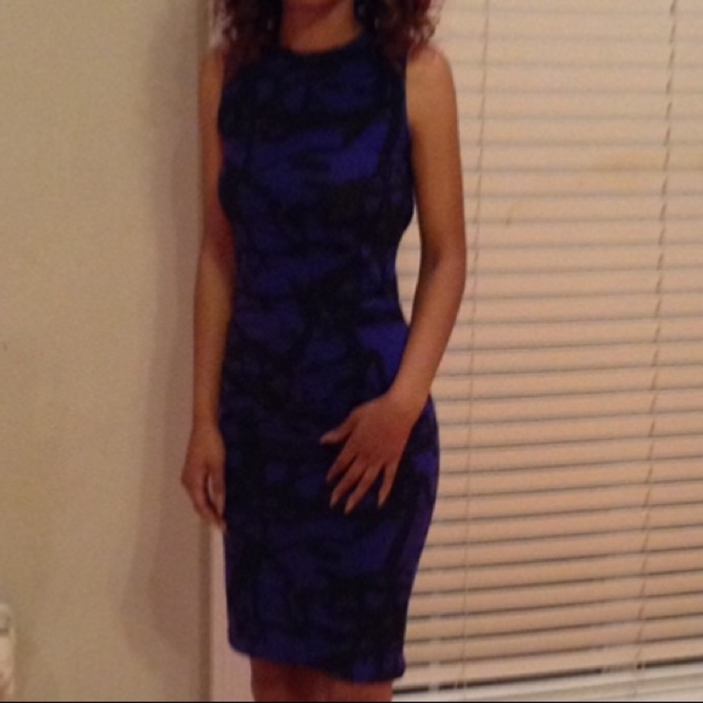 Blue and black dress with cut out in the back